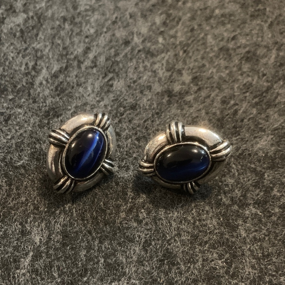 Vintage Avon NR Blue Tigers Eye Earrings